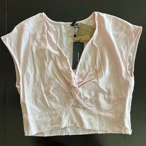 Vero Moda Women's Pink Cropped Blouse Size M Twist Front Casual Side Zip Top